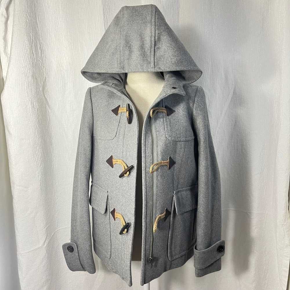 J. CREW Gray Melton Wool Toggle Hooded Classic Du… - image 4