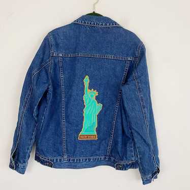 THE MET Statue of Liberty embroidered jean jacket