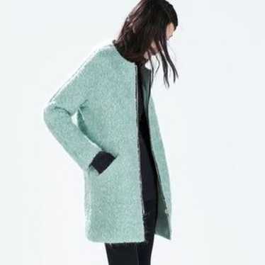 Zara Boucle Mohair Blend Coat in Blue NWT - image 1