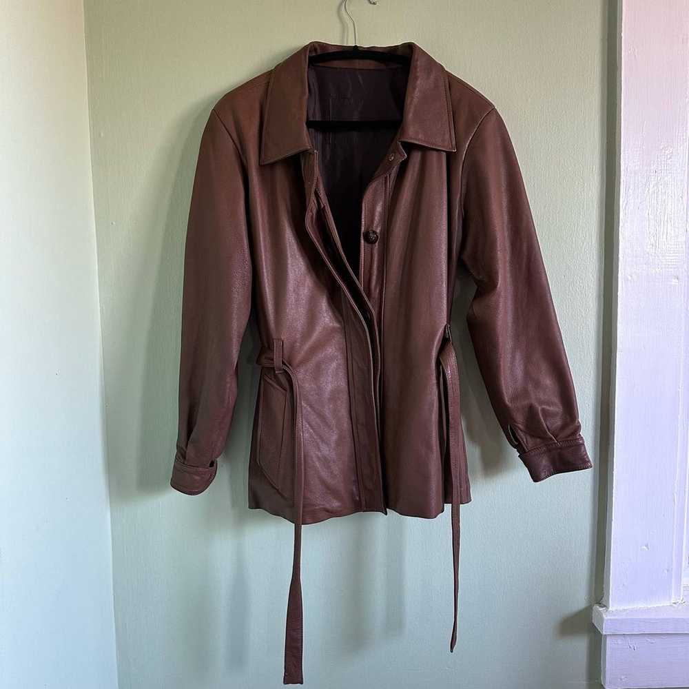 Vintage 80s/90s Brown Leather Jacket size small - image 1