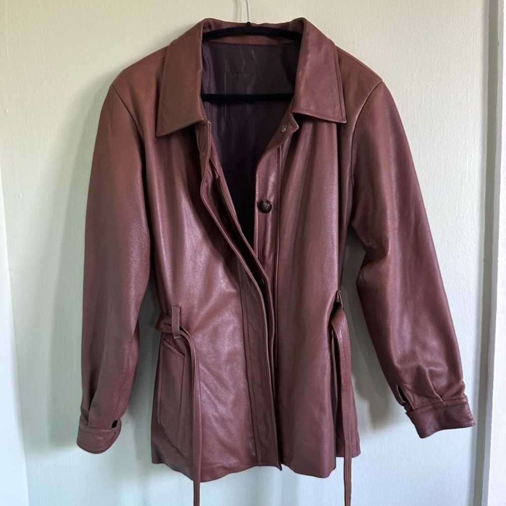 Vintage 80s/90s Brown Leather Jacket size small - image 2