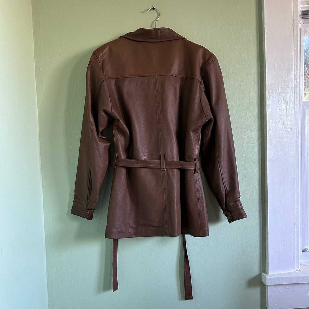 Vintage 80s/90s Brown Leather Jacket size small - image 4
