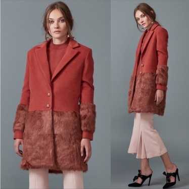 Anthropologie Keepsake Shallows Faux Fur PeaCoat … - image 1