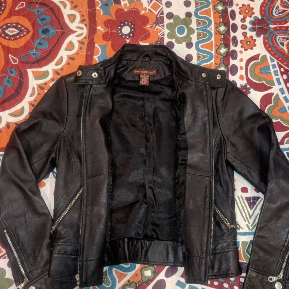 Bandolino Leather Motocycle Jacket sz S - image 2