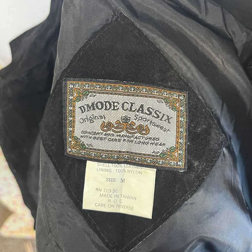 Vintage black suede leather fringe concho jacket … - image 8