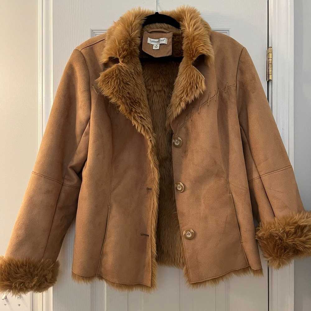 cold water creek faux fur/leather coat - image 1