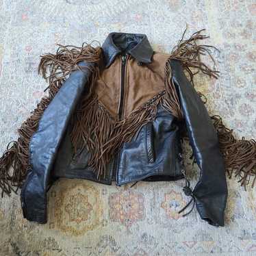 Woman's vintage leather fringe jacket