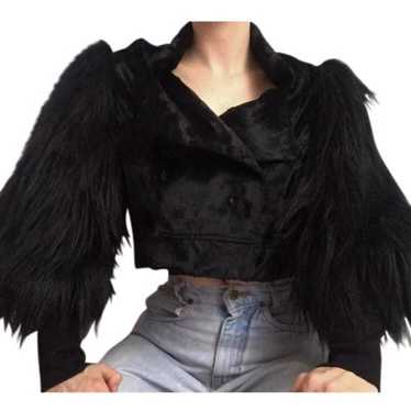 House of Fluff faux fur cropped jacket