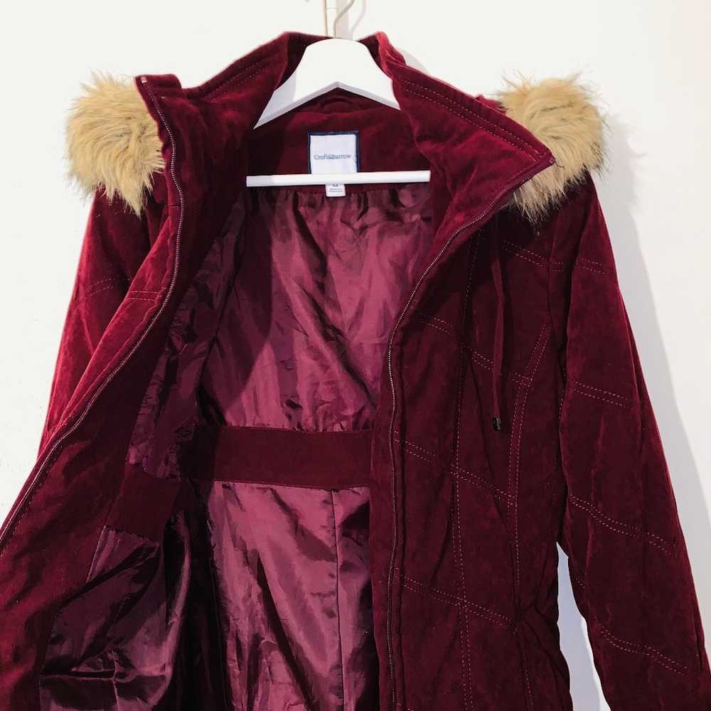 Women’s burgundy red faux fur hooded winter parka… - image 2