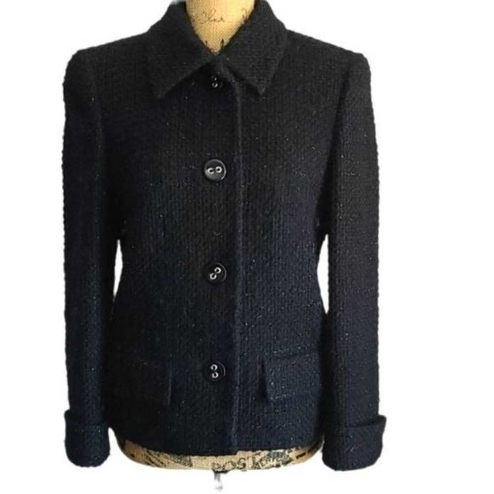 Escada Black Sparkly Wool Jacket Blazer - image 1