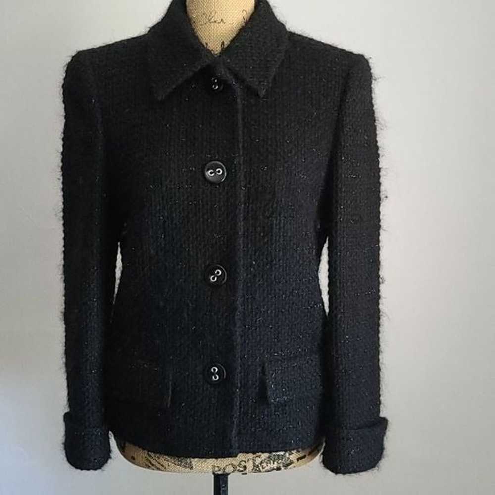 Escada Black Sparkly Wool Jacket Blazer - image 2