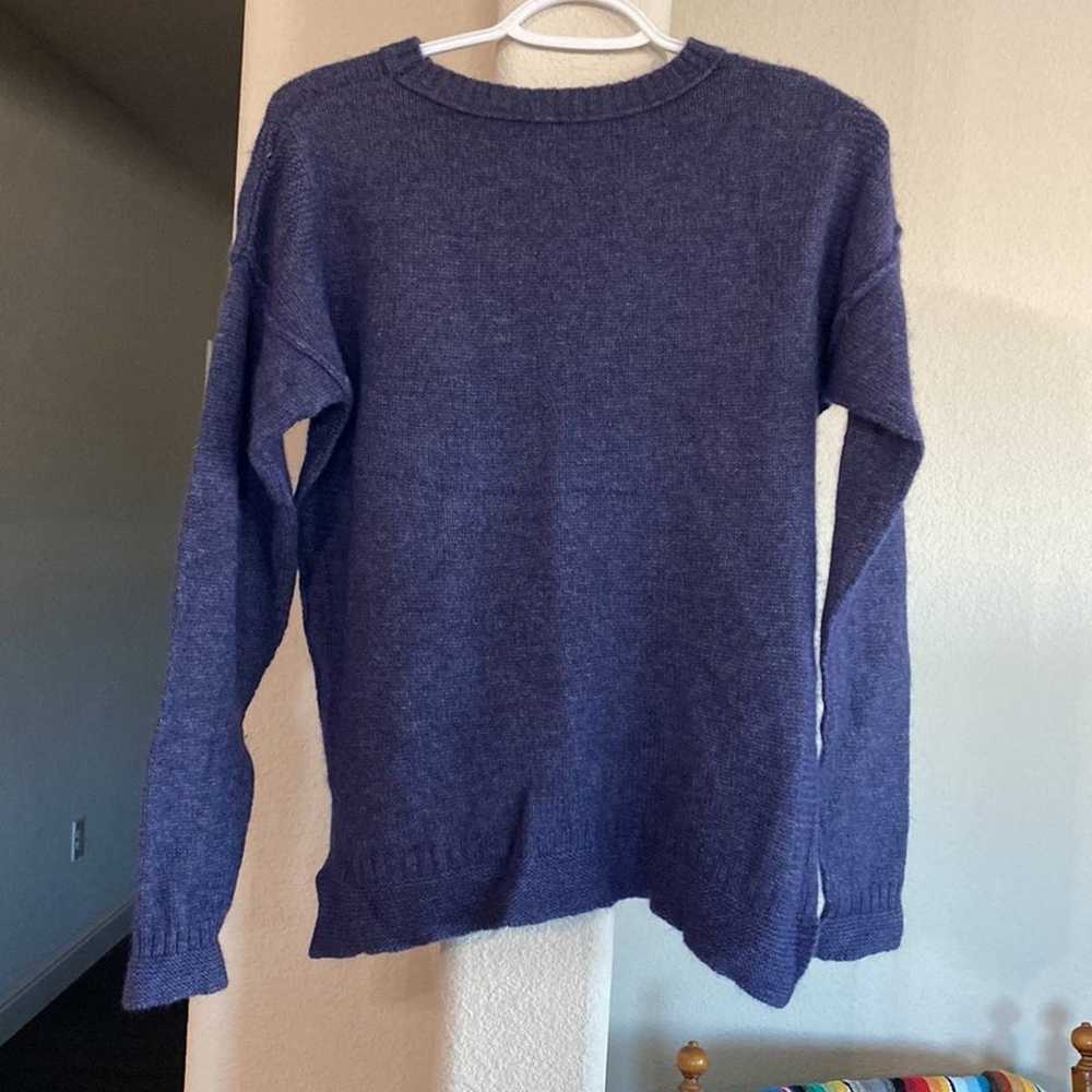 360 Cashmere hi Lo cropped pullover sweater blue … - image 5