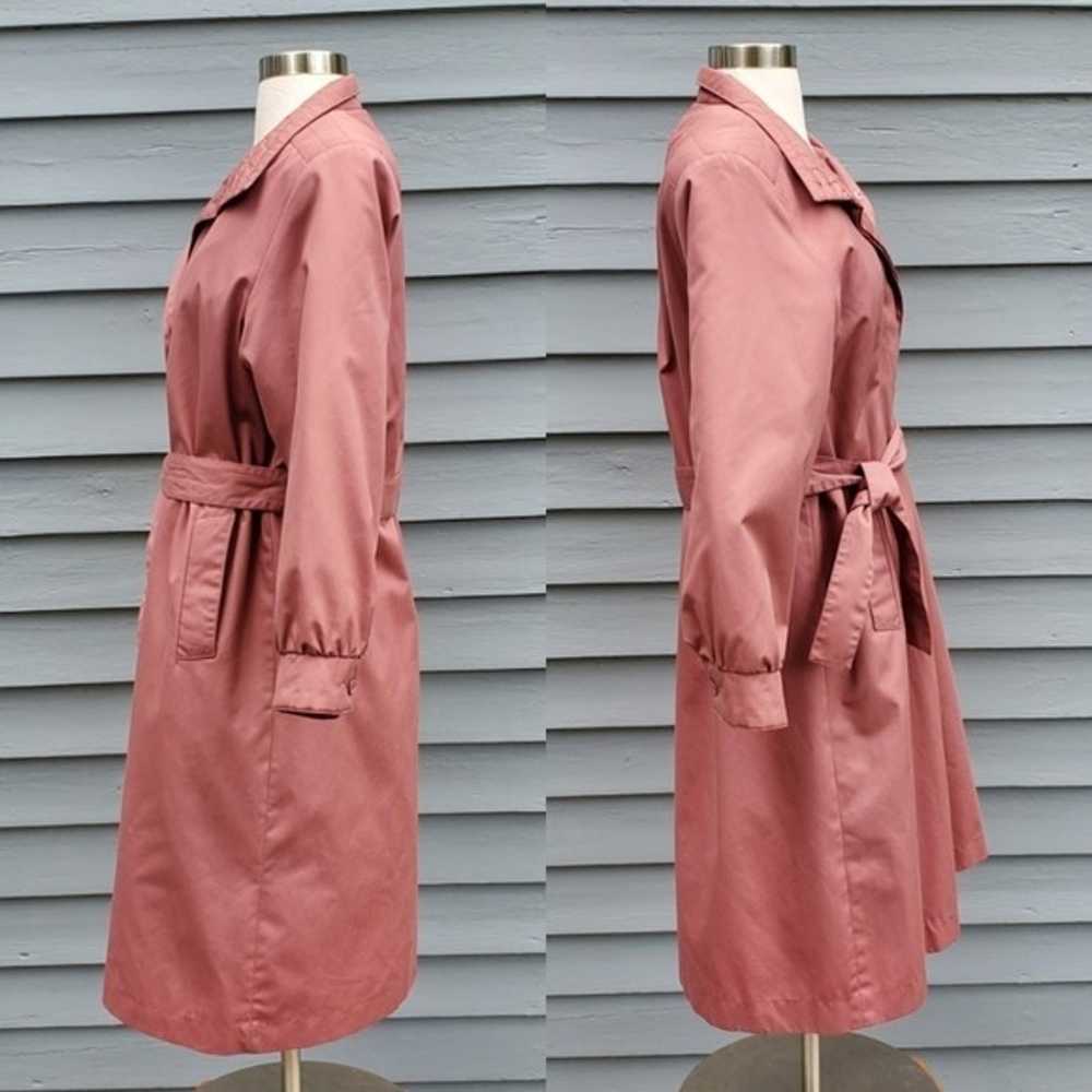 Vintage 80s Retro Dusty Rose Pink Belted Plaid Tw… - image 3