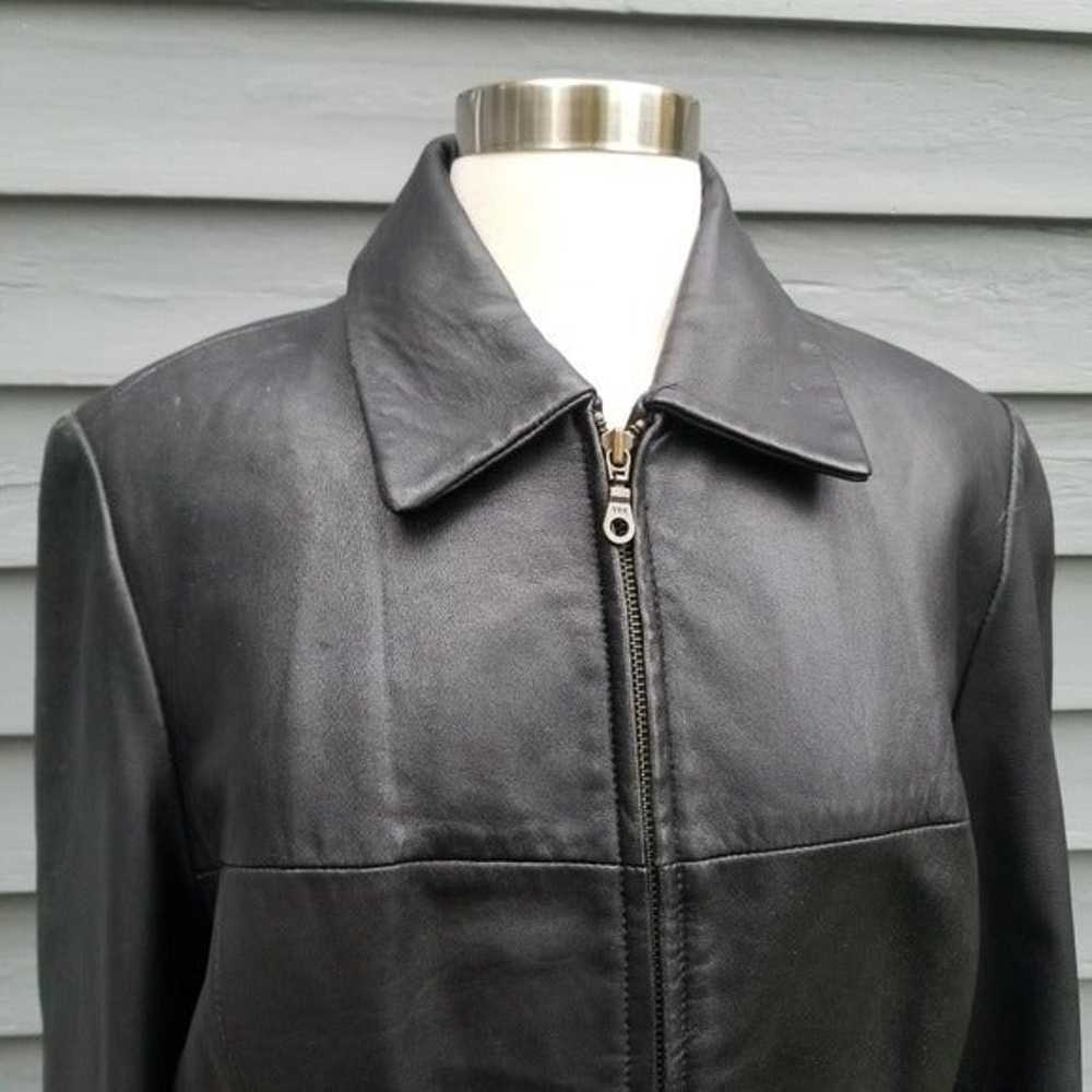 Vintage 90s y2k Black Patchwork Zip Up Leather Ja… - image 10