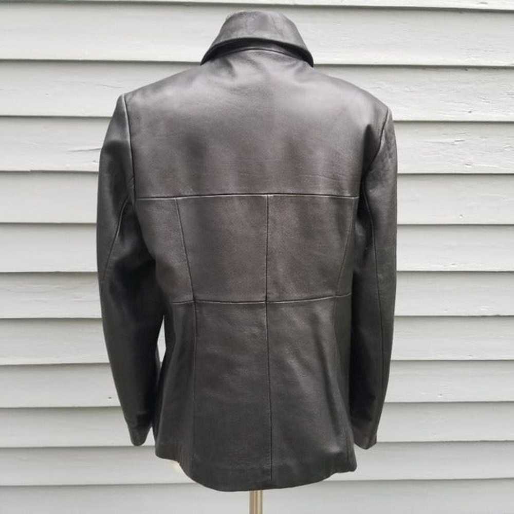 Vintage 90s y2k Black Patchwork Zip Up Leather Ja… - image 2