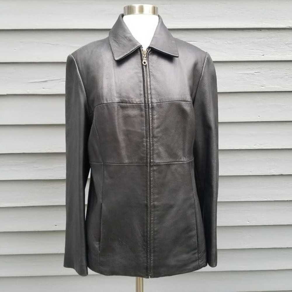 Vintage 90s y2k Black Patchwork Zip Up Leather Ja… - image 3