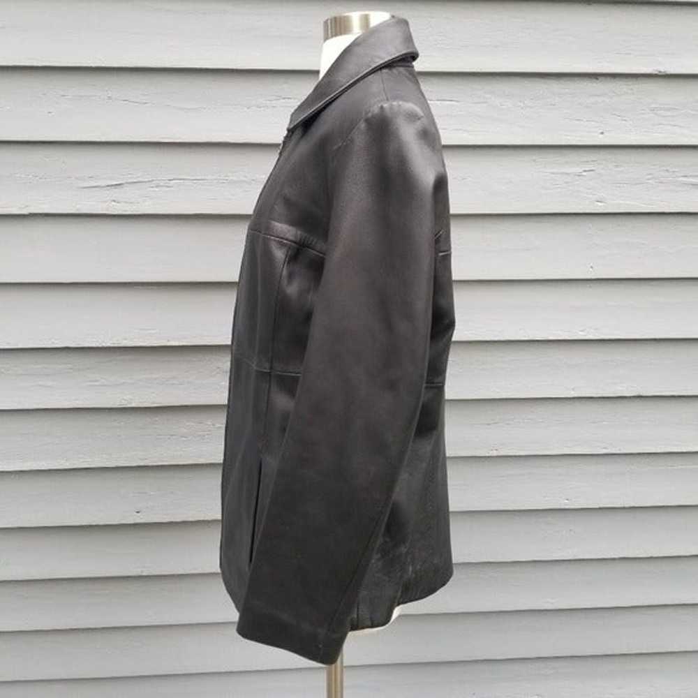Vintage 90s y2k Black Patchwork Zip Up Leather Ja… - image 4