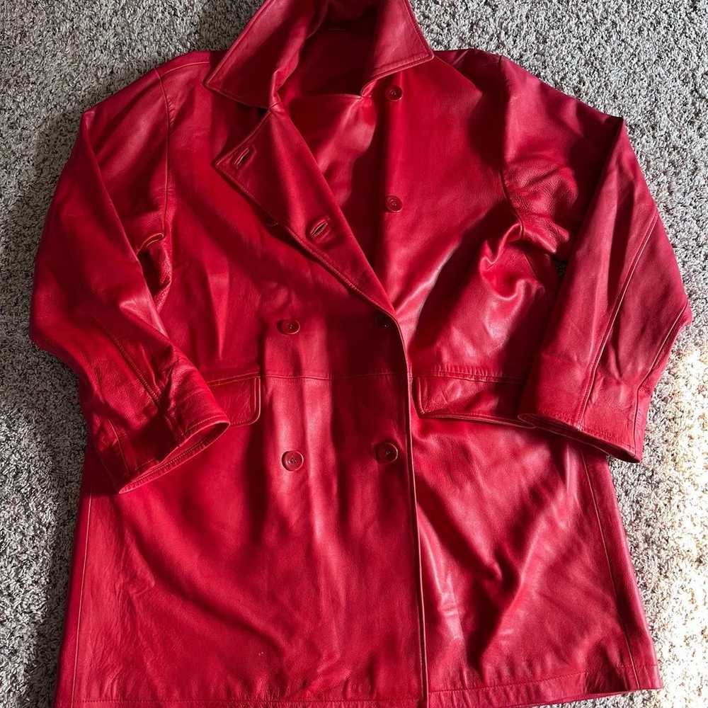 Women’s Coach 100% Leather Red Jacket Vintage Med… - image 1