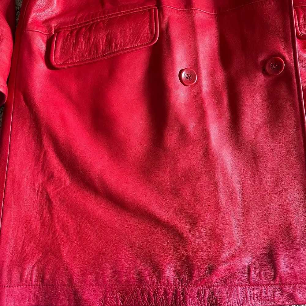 Women’s Coach 100% Leather Red Jacket Vintage Med… - image 2