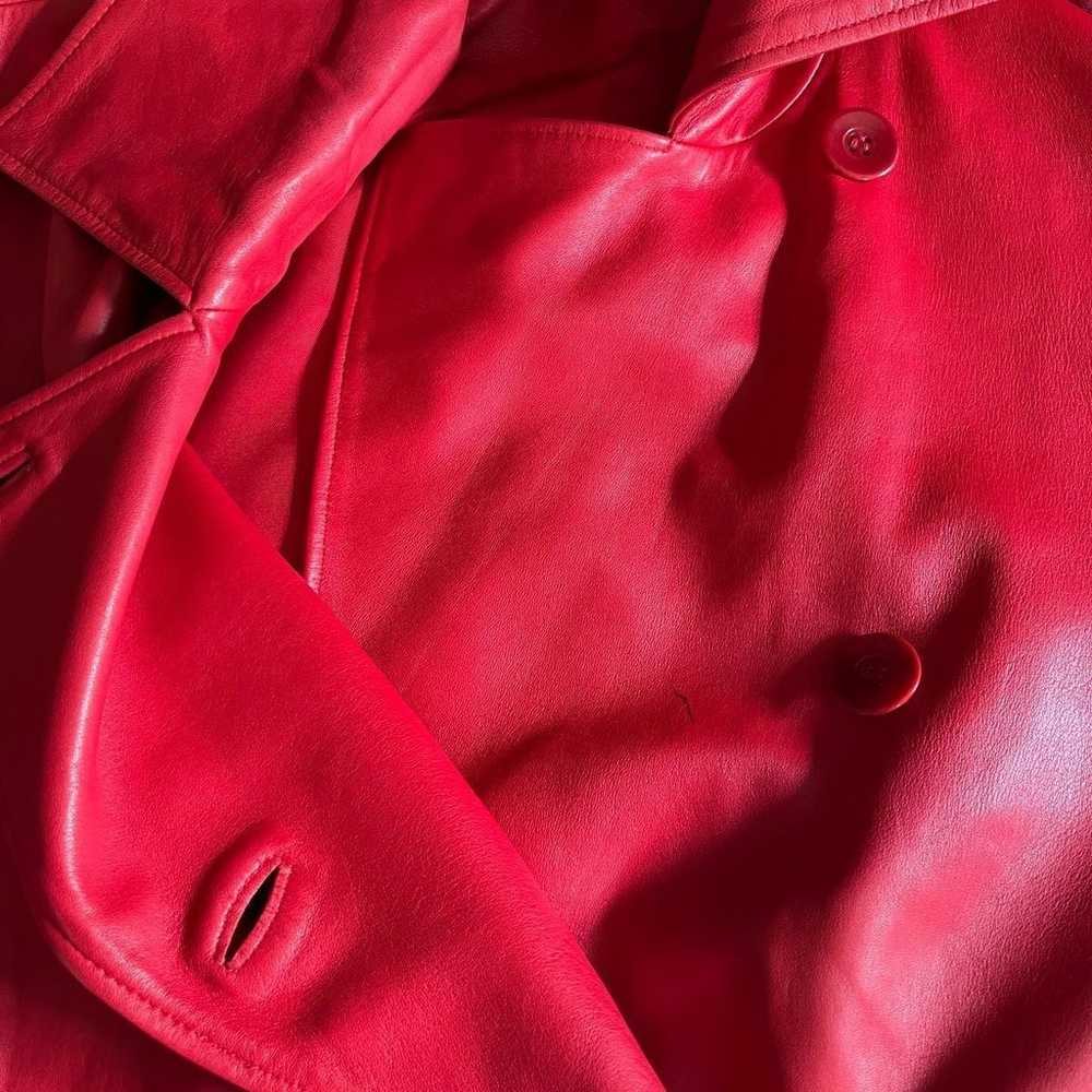 Women’s Coach 100% Leather Red Jacket Vintage Med… - image 4