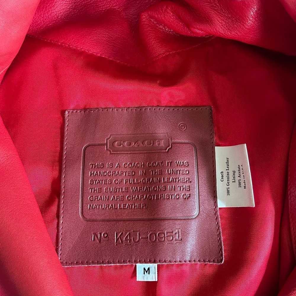 Women’s Coach 100% Leather Red Jacket Vintage Med… - image 6
