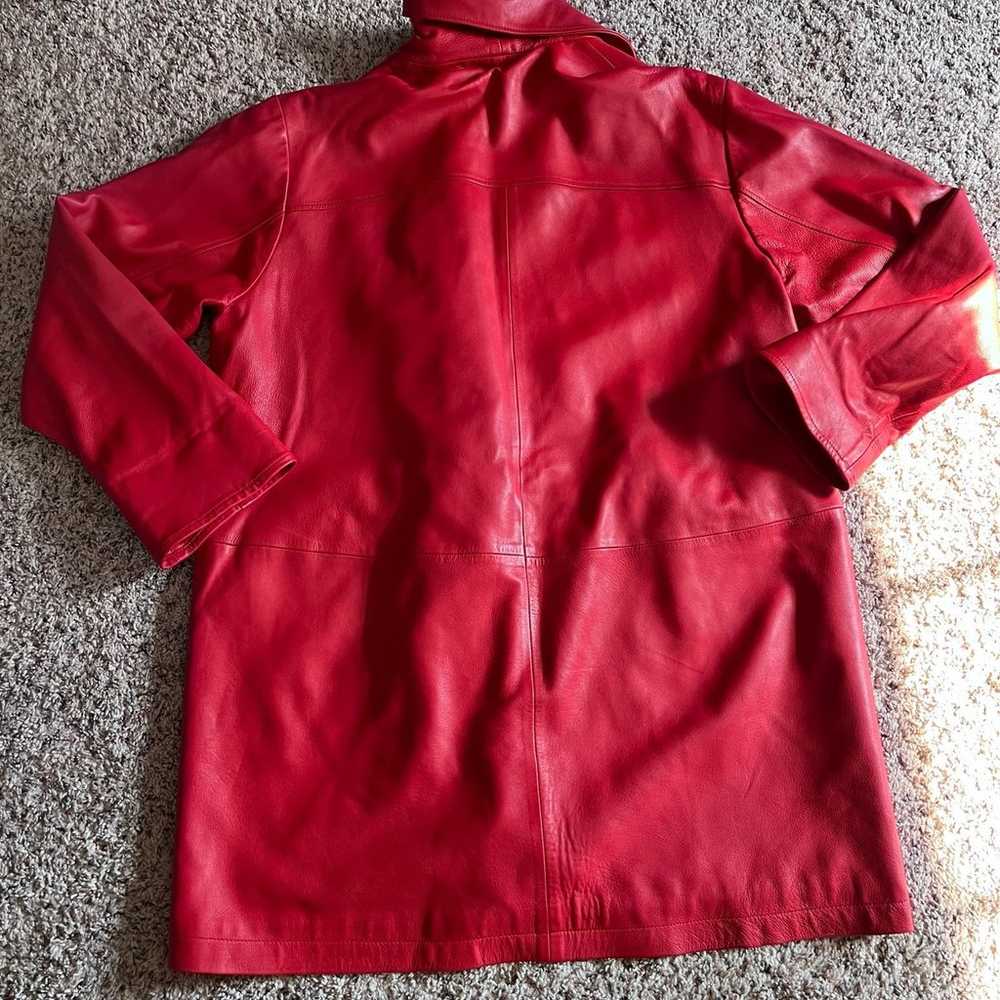 Women’s Coach 100% Leather Red Jacket Vintage Med… - image 9
