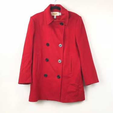 Talbots Red Double-breasted Wool Peacoat