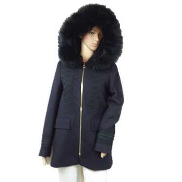 Zara Women Navy Blue Hooded Trench Coat