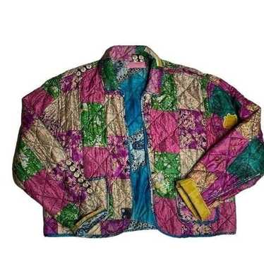 90s Vintage Operculum Silk Patchwork Quilt jacket… - image 1