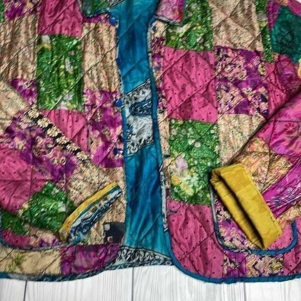 90s Vintage Operculum Silk Patchwork Quilt jacket… - image 2