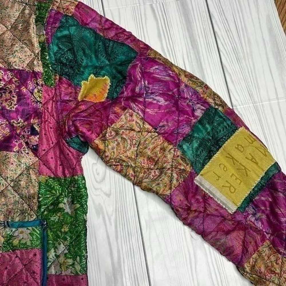 90s Vintage Operculum Silk Patchwork Quilt jacket… - image 5