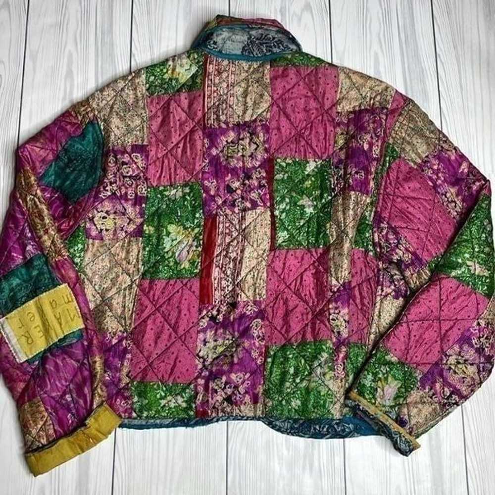90s Vintage Operculum Silk Patchwork Quilt jacket… - image 6