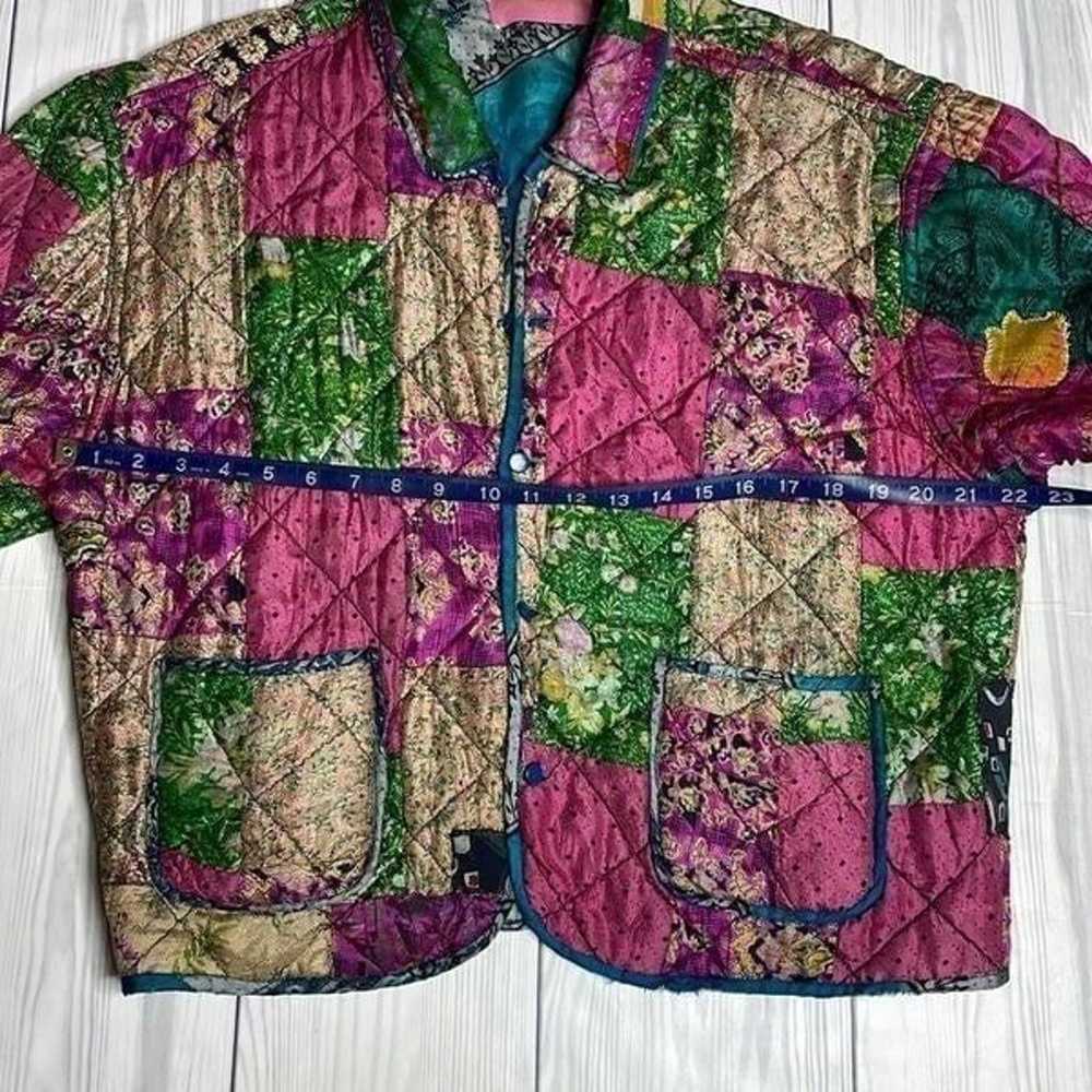 90s Vintage Operculum Silk Patchwork Quilt jacket… - image 7
