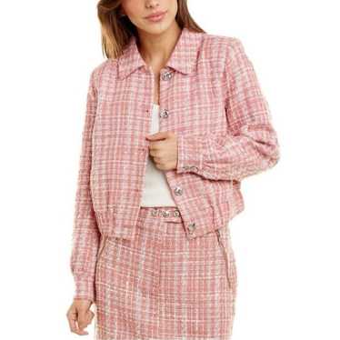 Walter Baker Nelly Tweed Buttoned Jacket Pink Whit