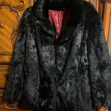 Vintage Black Rabbit Fur Coat - image 1