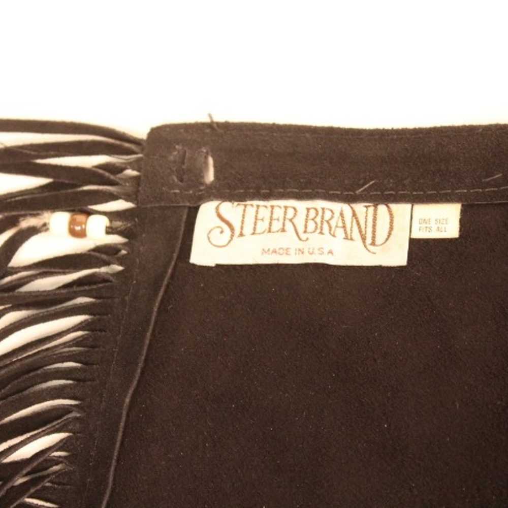 Vintage Black Leather Fringed Jacket & Skirt - image 11