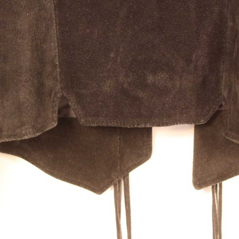 Vintage Black Leather Fringed Jacket & Skirt - image 7