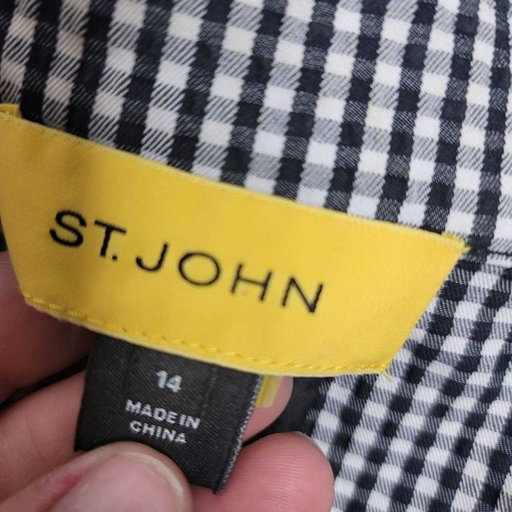 St. John black and white gingham check seersucker… - image 7