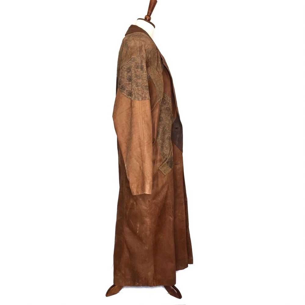 Vintage Boho Brown Leather Trench Coat - image 6