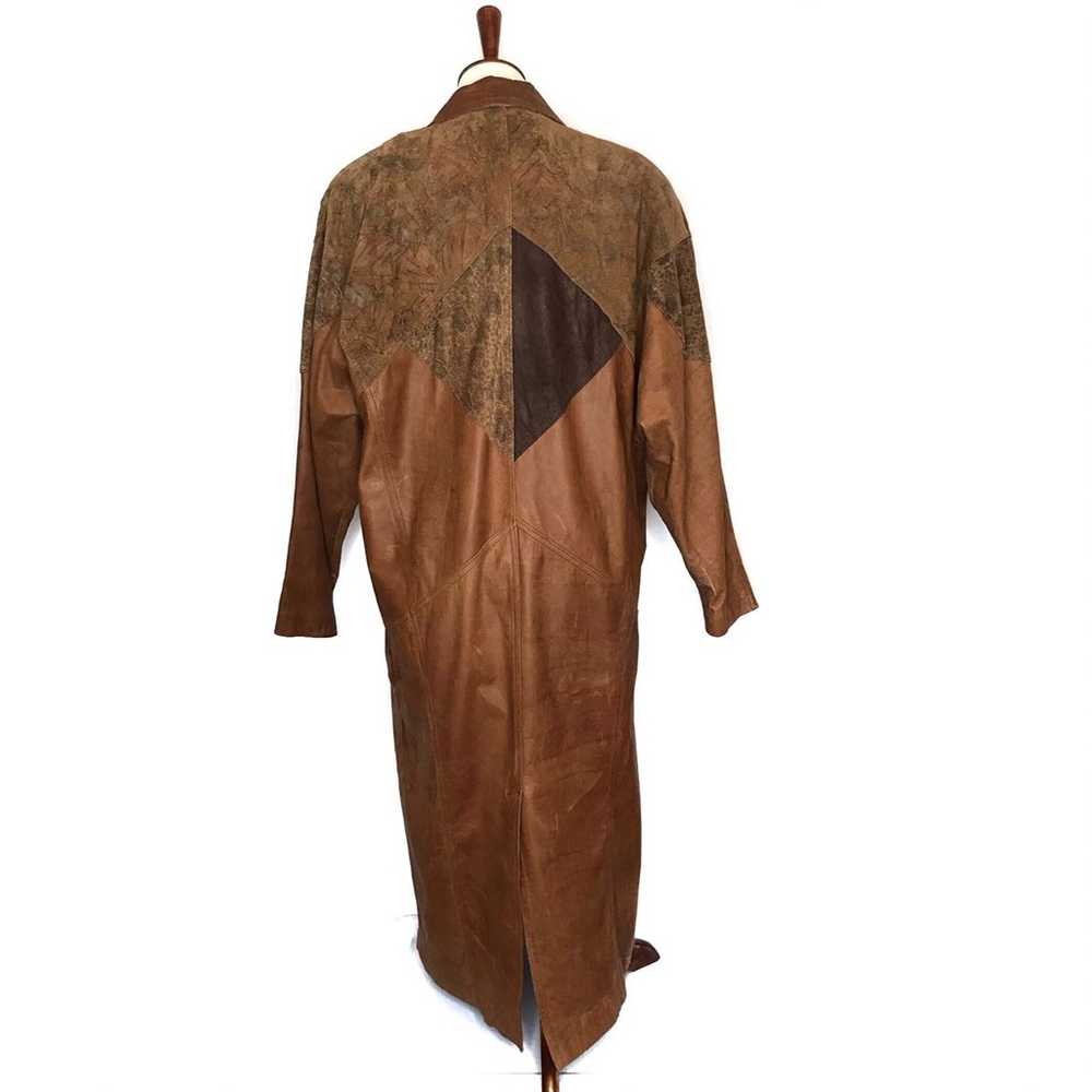 Vintage Boho Brown Leather Trench Coat - image 7