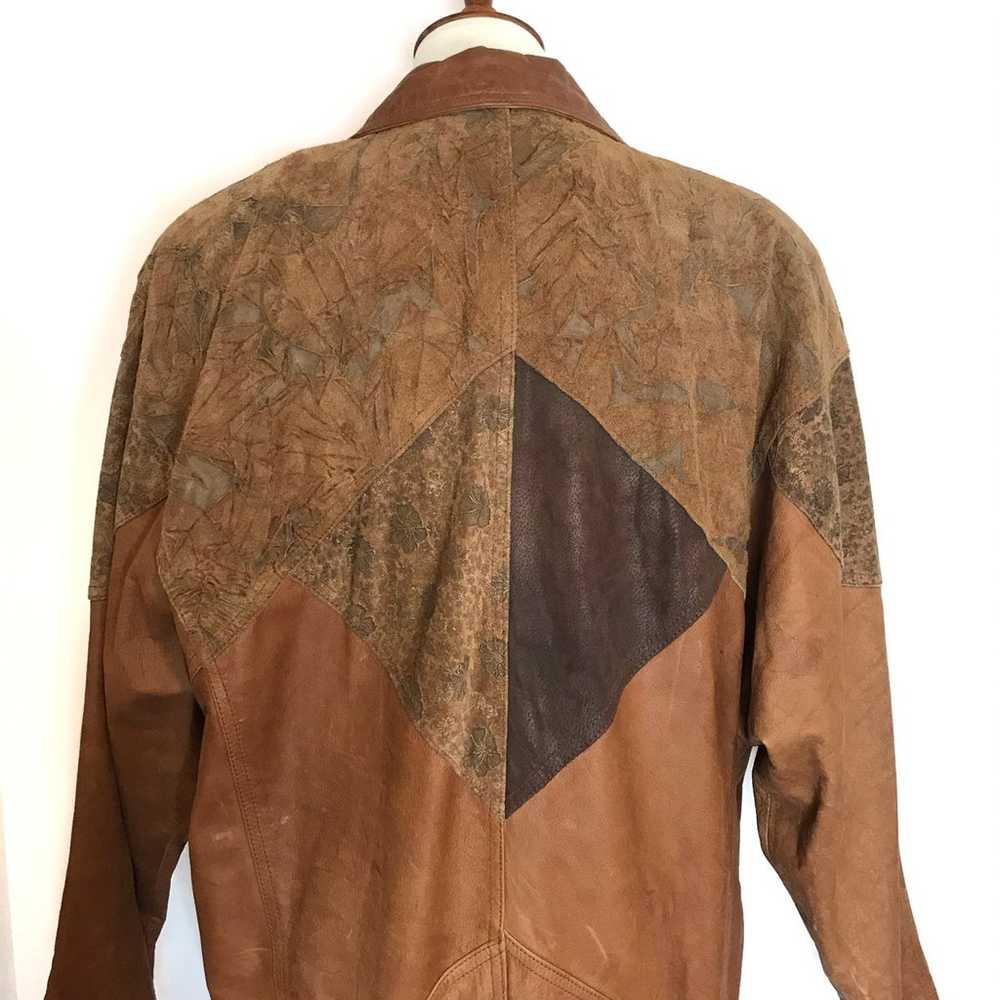 Vintage Boho Brown Leather Trench Coat - image 8
