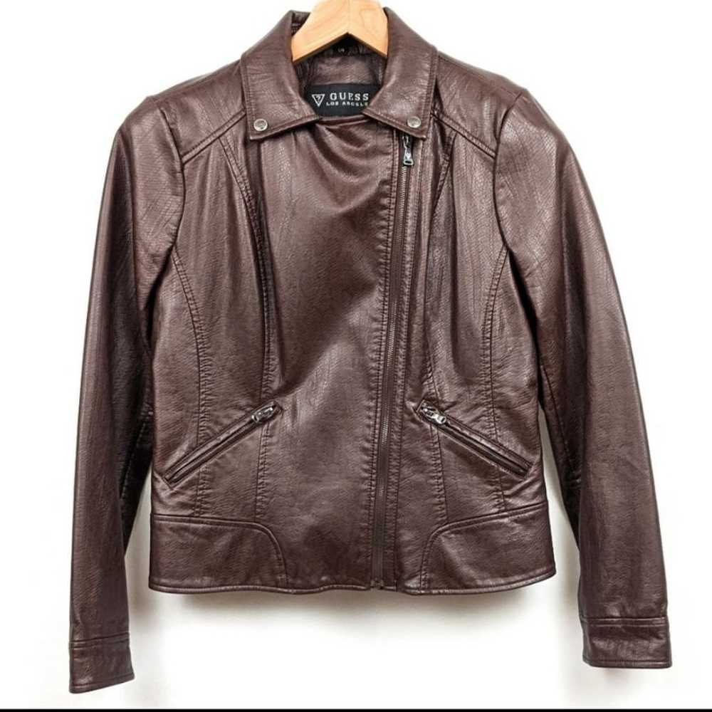 Size L Guess Faux Leather Moto Jacket - image 2