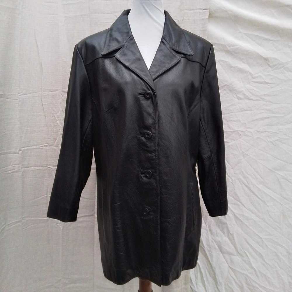 Vintage black leather button down jacket by Wilso… - image 3