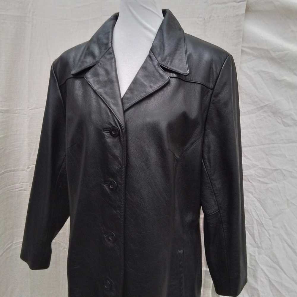 Vintage black leather button down jacket by Wilso… - image 5