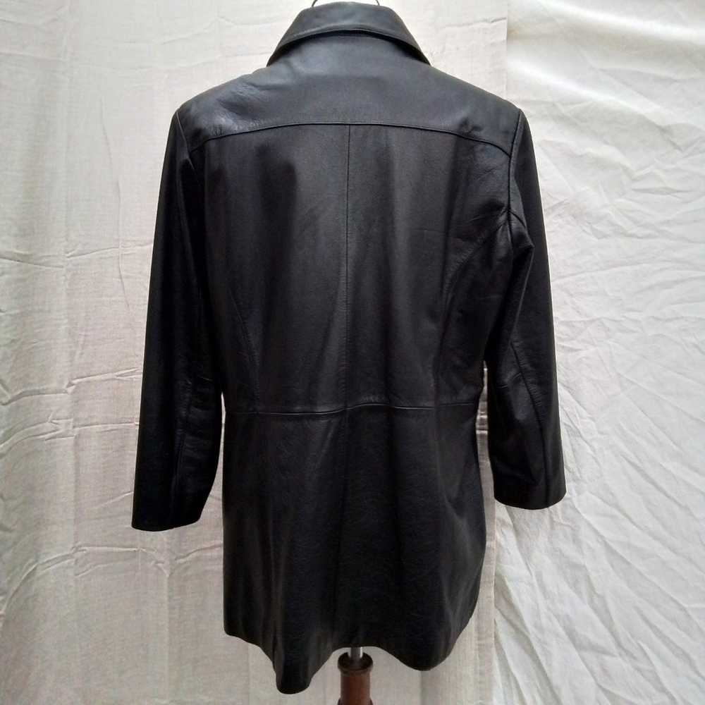 Vintage black leather button down jacket by Wilso… - image 6