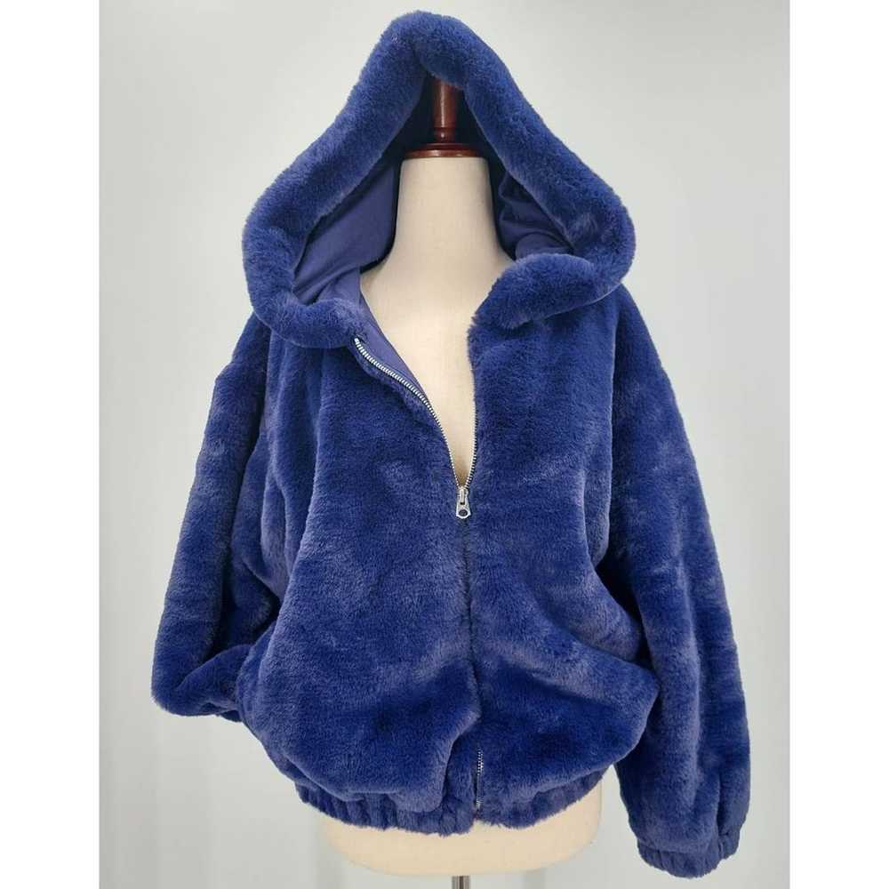 FRENCH CONNECTION 2 XXS Eclipse Blue Faux Fur Hoo… - image 3