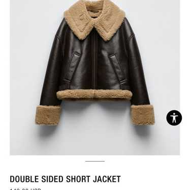 Zara dark brown double faced sherpa jacket