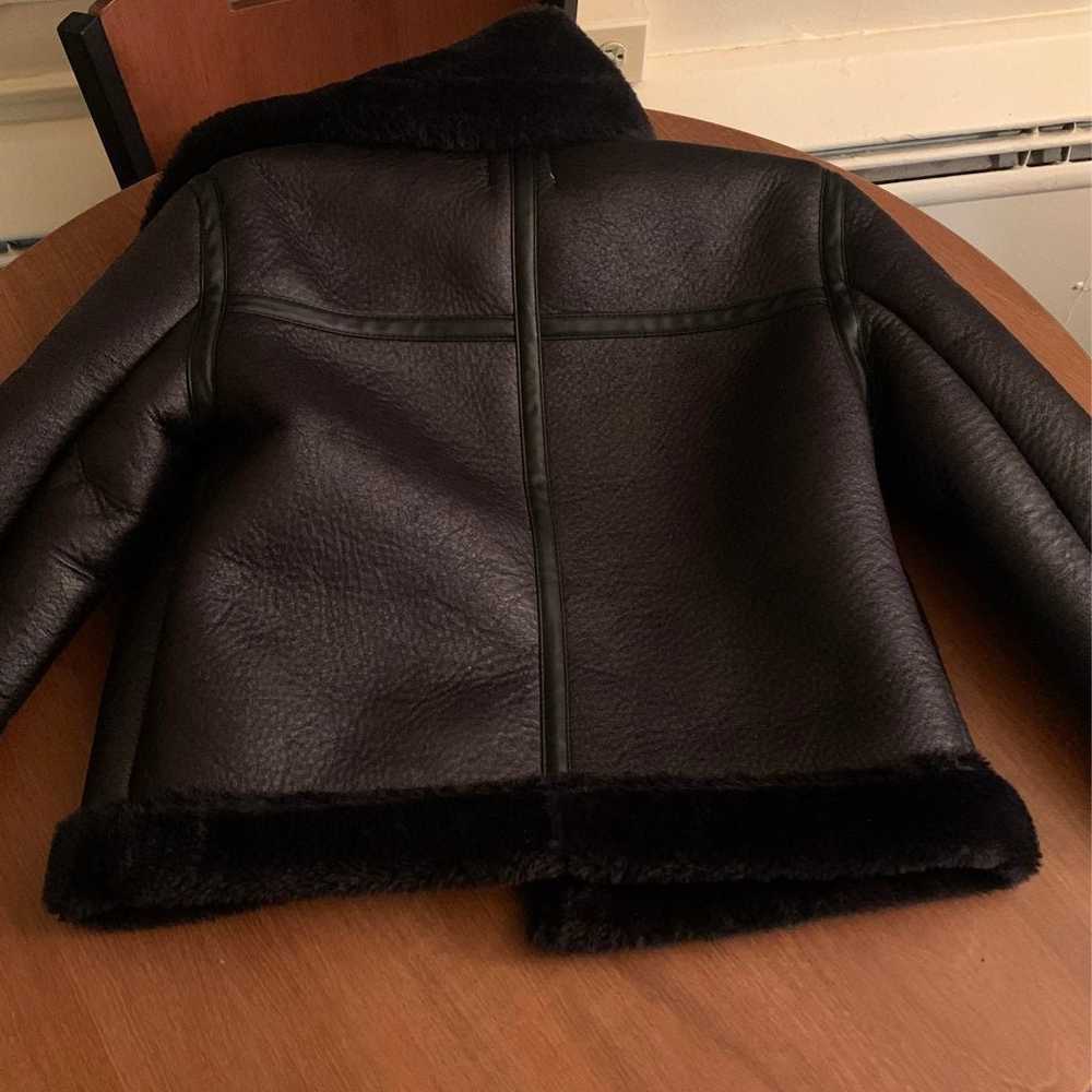UO black faux leather aviator coat - image 4