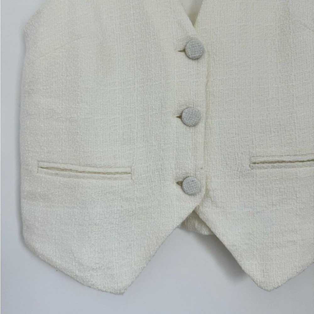 Reformation XS Cienna Sleeveless White Tweed Vest - image 3