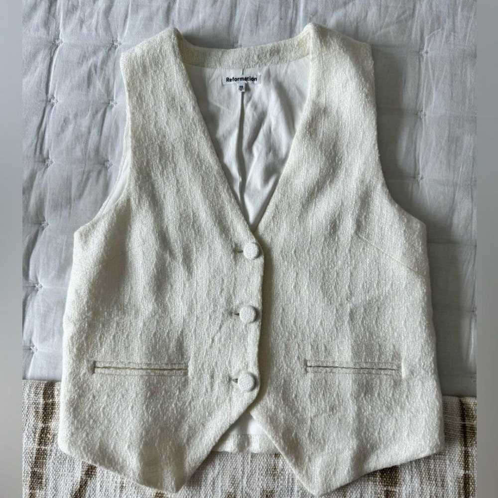 Reformation XS Cienna Sleeveless White Tweed Vest - image 5